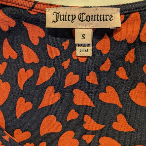 Juicy Couture Heart Pattern Red Navy Dress Size Small - Picture 5 of 11